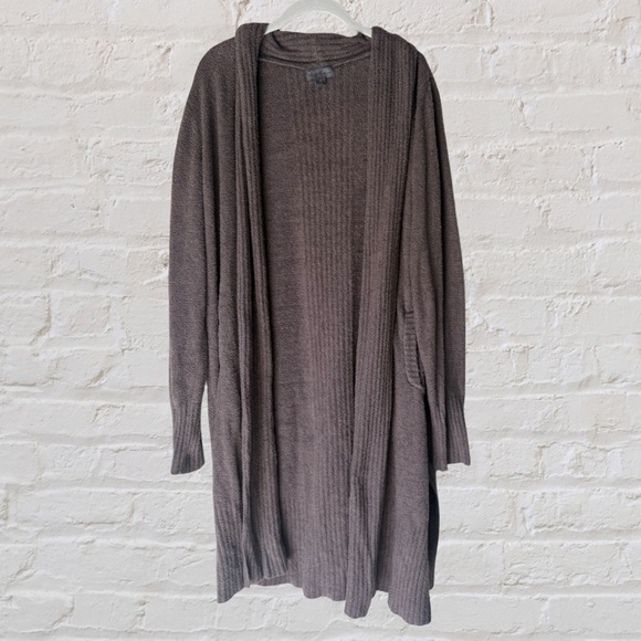 Barefoot Dreams CozyChic Lite Cardigan 1X Taupe Mocha Brown Gray QVXCL1070 - Picture 2 of 10